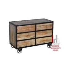 Eisen Holz Sideboard mit Rädern